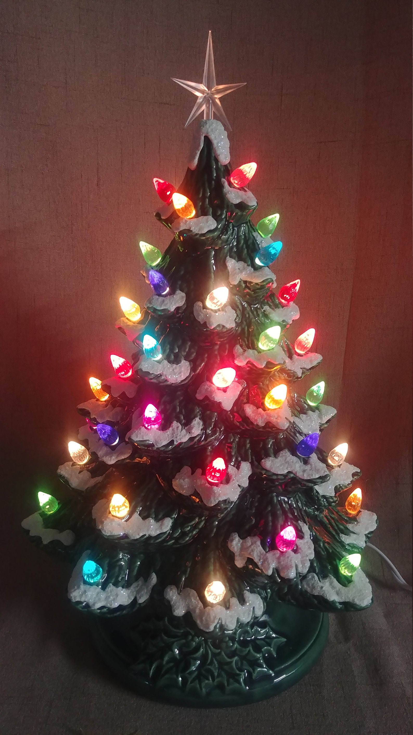 Ceramic Christmas Tree Lighted 14 Nowell Vintage Mold Etsy