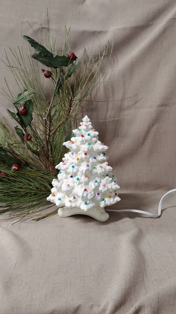 9 Frazier Fir Lighted Ceramic Christmas Tree Flocked 9 Frazier Fir Lighted Ceramic Christmas Tree Flocked