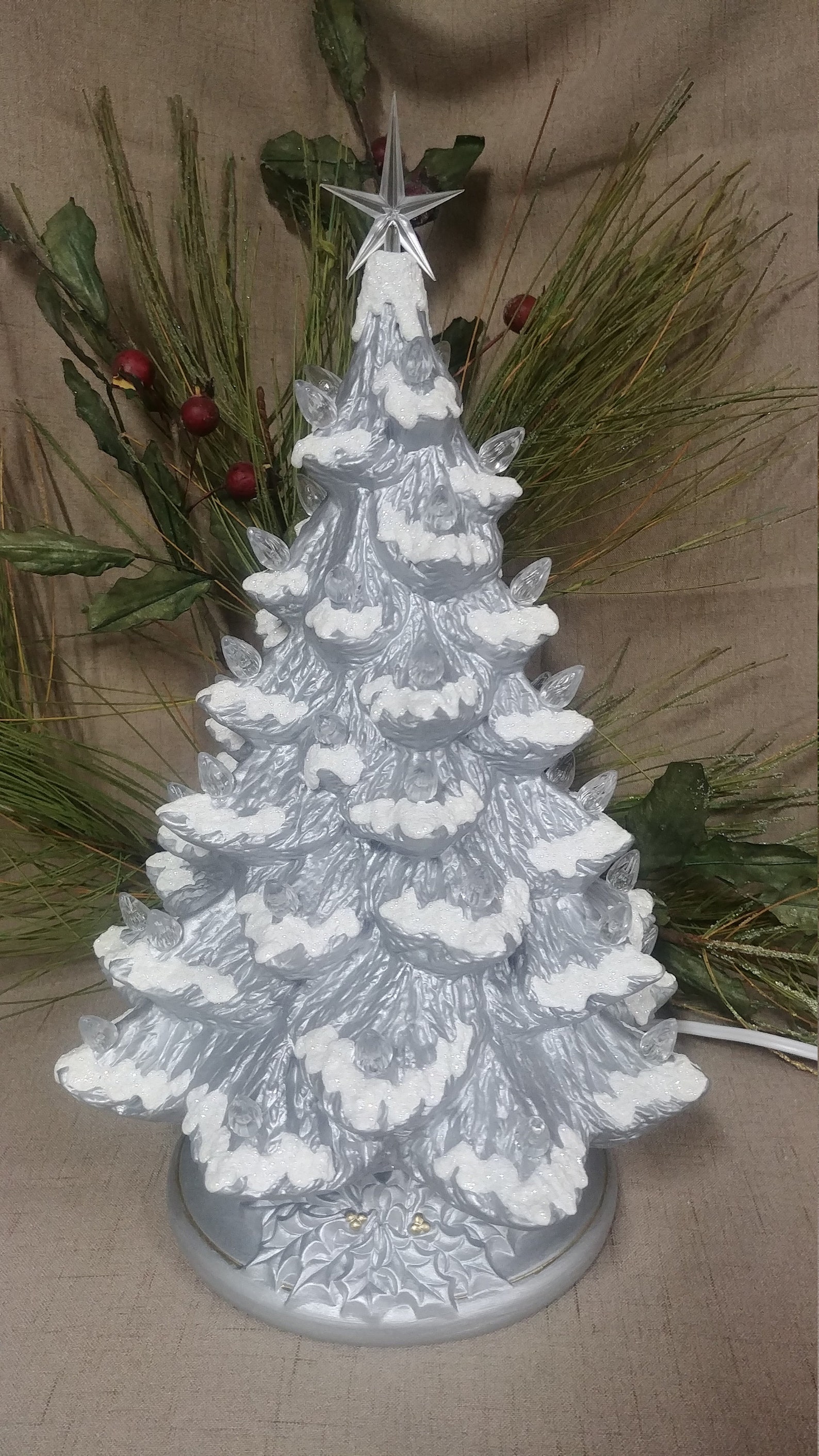 Ceramic Christmas Tree Lighted 14 Nowell Vintage Mold Etsy