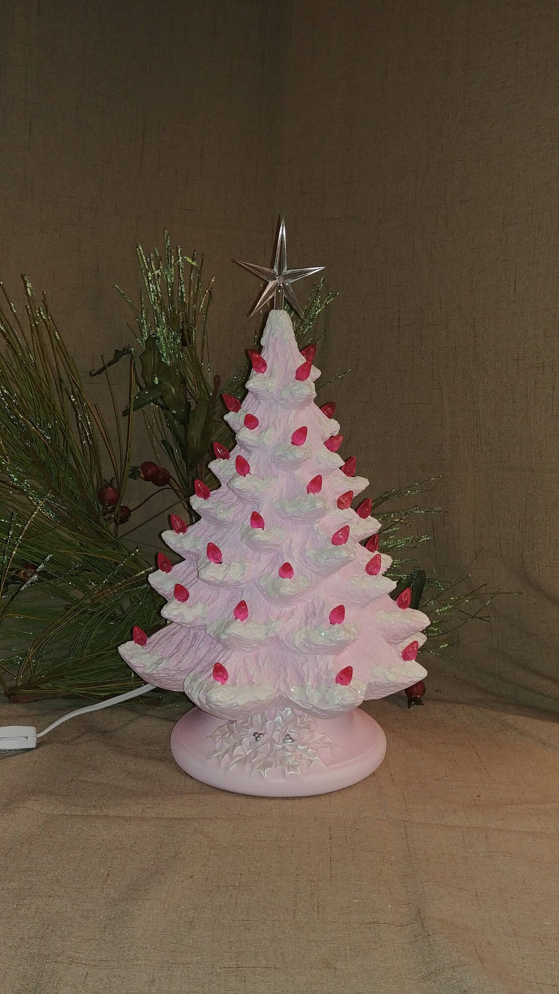 Ceramic Christmas Tree Lighted 14 Nowell Vintage Mold Etsy