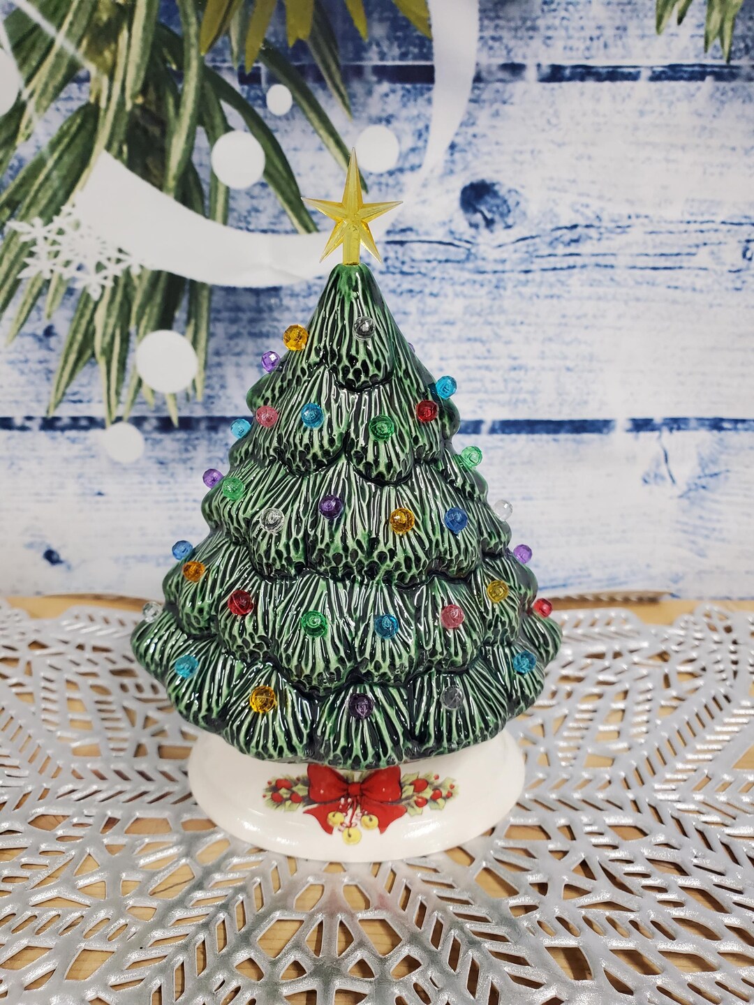 Ceramic Christmas Tree - Green - Mantel Style 6 Inch - Star - Etsy
