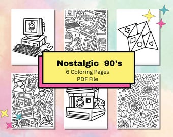 Nostalgic 90's Coloring Pages for Adults and Kids: Printable, Bold and