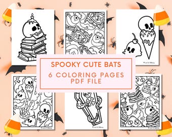 Spooky Cute Halloween Coloring Pages | Printable Set of 6 (PDF)