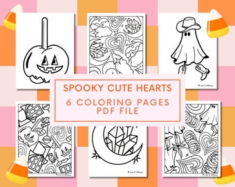 Spooky Cute Halloween Coloring Pages | Set of 6 (Instant Download PDF)