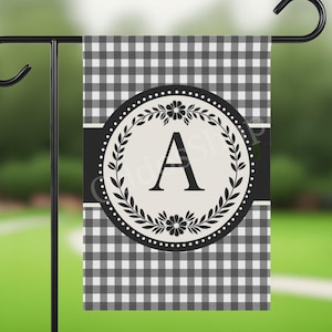 Monogram Gingham Garden Flag, Personalized Yard Flag, Welcome Flag, Outdoor Yard Decor, Porch Flag, Patio Banner, Housewarming Gift