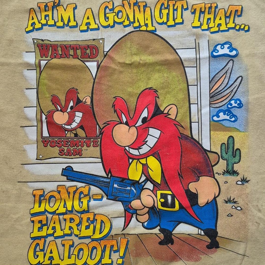 Galoot Vtg 80s Looney Tunes Yosemite Sam Tank 'long Eared Galoot' Silkscreen ...