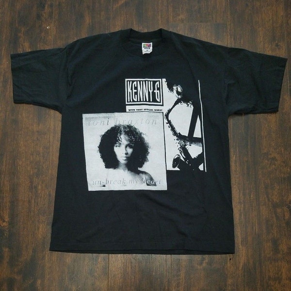 90s deadstock Kenny G Toni Braxton tee XL 1997 black+white concert shirt unworn unused NOS