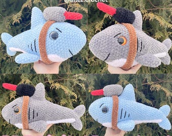 Patrón de ganchillo de tiburón con rayo láser (descarga digital en PDF) Patrón de peluche amigurumi