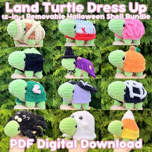 Land Turtle Dress Up Crochet Pattern: 12-in-1 Halloween Bundle (PDF Download)