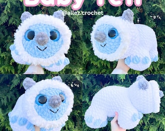 Schema all'uncinetto per Baby Yeti in formato PDF, download digitale, schema per peluche amigurumi