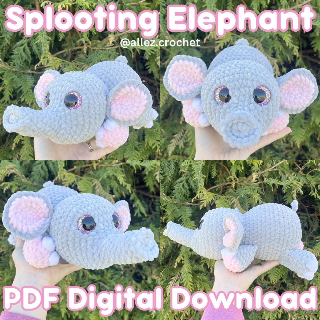 Splooting Elephant LOW-SEW Crochet Pattern: PDF Digital Download - Etsy