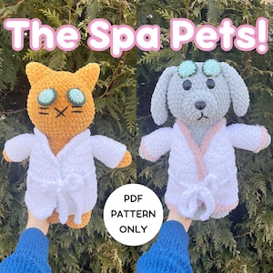 Patroon spa-huisdieren PDF digitale download Gehaakt knuffelpatroon amigurumi knuffeldier