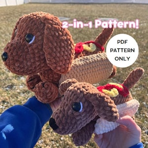 2-in-1 Hot Dog Pup Häkelanleitung PDF Digitaler Download Amigurumi Stofftier Häkelanleitung