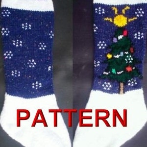 Tree And Snow Flakes Christmas Stocking Knitting Pattern image 1