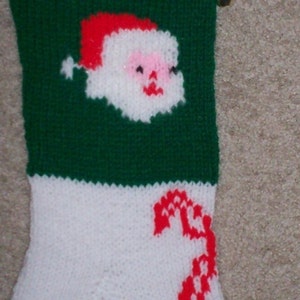 Hand Knit Santa With Candy Canes Christmas Stocking  ~SPECIAL ORDER FOR 2024~