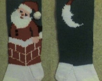 Santa In Chimney Christmas Stocking Knitting Pattern