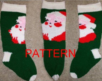 Santa Face Knit Christmas Stocking Pattern