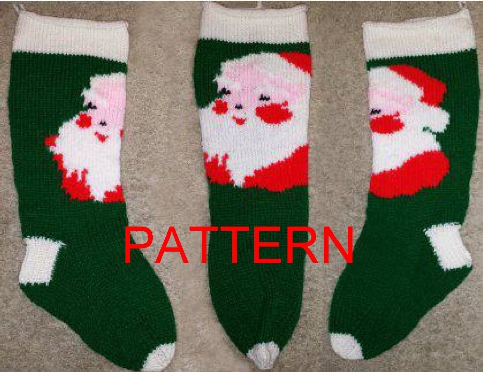 Santa Face Knit Christmas Stocking Pattern - Etsy