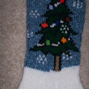 Tree And Snow Flakes Christmas Stocking Knitting Pattern image 5