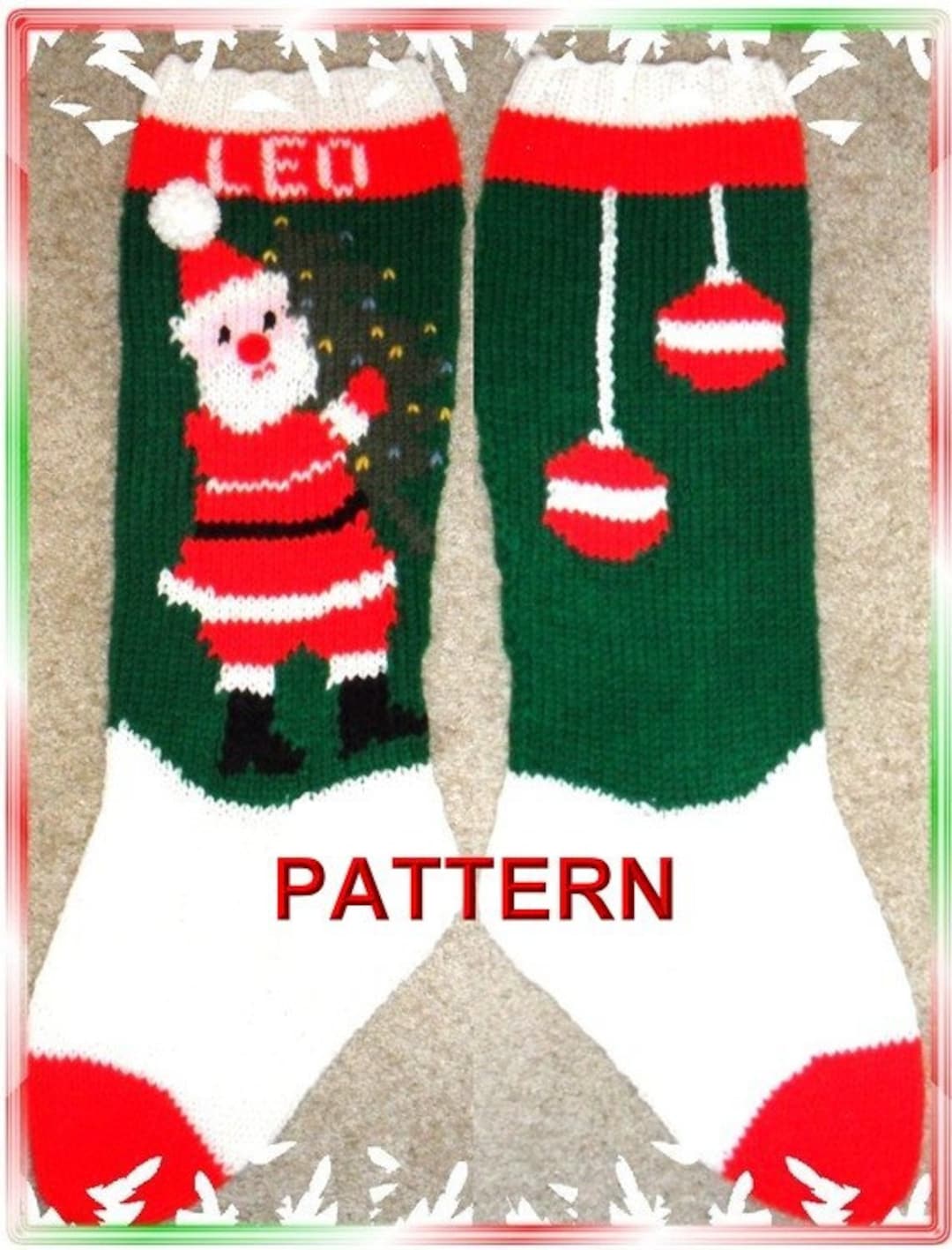 Santa and Tree Christmas Stocking Knitting Pattern - Etsy