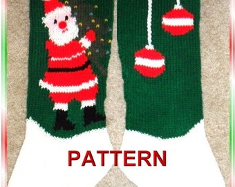 Santa And Tree Christmas Stocking Knitting Pattern
