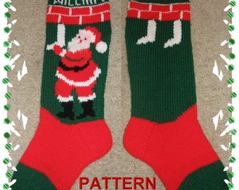 Santa Hanging Stockings Stocking Knitting Pattern