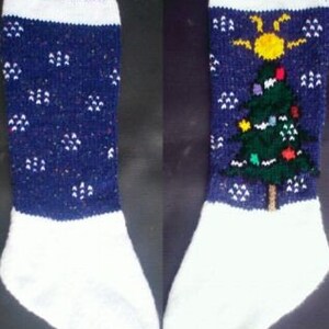 Tree And Snow Flakes Christmas Stocking Knitting Pattern image 4