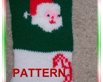Santa With Candy Canes Christmas Stocking Knitting Pattern