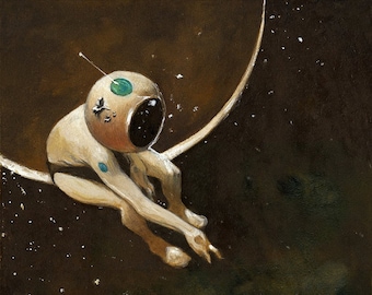 Reaching for the Starman: Fantasy Illustration of an Astronaut in Space