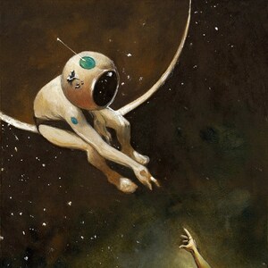 Reaching for the Starman: Fantasy Illustration of an Astronaut in Space