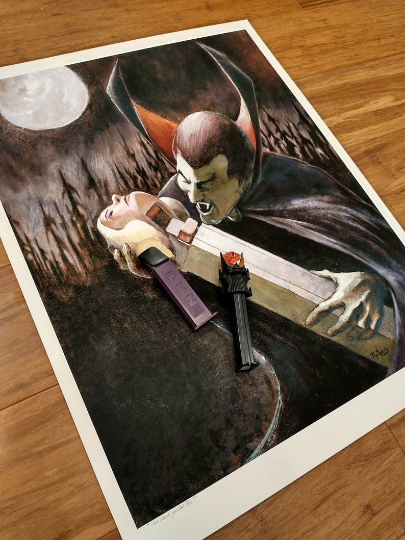 Limited Signed edition How Would You Eat PEZ?: Dracula Eating PEZ Art Print image 3