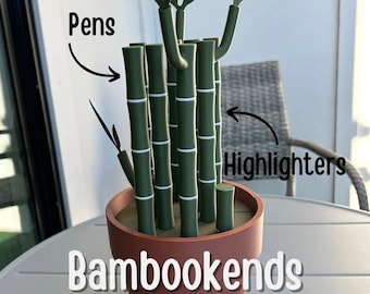 Bambookends: Pen & Highlighter Desk Organizer