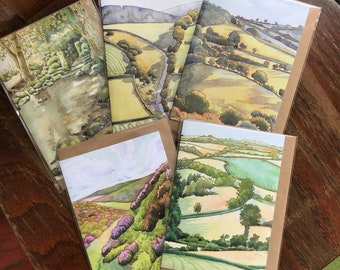 Set of 6 blank cards, Dartmoor High Summer landscapes
