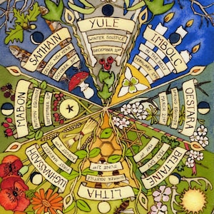 A4 print 'Wheel of the Year' Wiccan version,  archival somerset paper