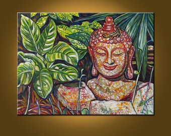 Buddha Garden V -- 18 x 24 inch Original Oil Painting by Elizabeth Graf on Etsy -- Art Painting, Art & Collectibles