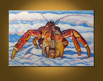 Beautiful Crab -- 24 x 36 inch Original Oil Painting by Elizabeth Graf -- Art Painting, Art & Collectibles