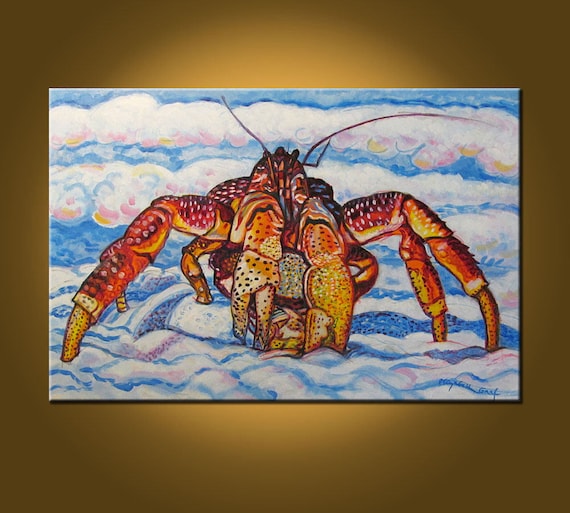 Beautiful Crab -- 24 x 36 inch Original Oil Painting by Elizabeth Graf -- Art Painting, Art & Collectibles