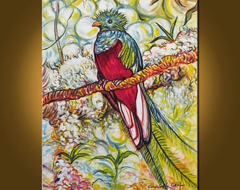 Resplendent Quetzal -- 24 x 30 inch Original Oil Painting by Elizabeth Graf on Etsy, Art Painting Art & Collectibles