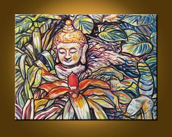 Buddha Garden IV -- 18 x 24 inch Original Oil Painting by Elizabeth Graf on Etsy, Art Painting