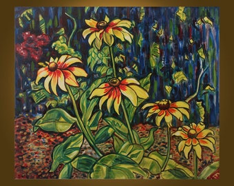 Fiesta Flowers II -- 20 x 24 inch Original Oil Painting by Elizabeth Graf -- Art Collectibles, Art Painting