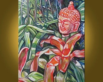 Splendid Buddha II -- 18 x 24 inch Original Oil Painting by Elizabeth Graf -- Art Painting, Art & Collectibles