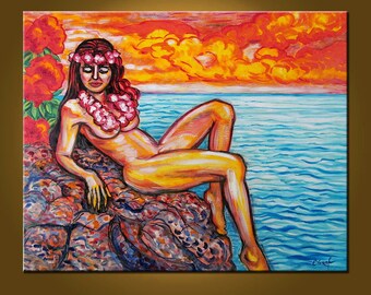 Island Girl -- 24 x 30 inch Original Oil Painting by Elizabeth Graf -- Art Painting, Art & Collectibles