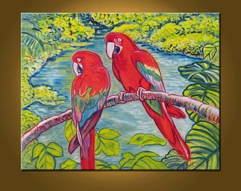 Jungle Talkin' -- 24 x 30 inch Original Oil Painting by Elizabeth Graf -- Art Painting, Art & Collectibles