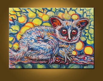 Spy Bush Baby -- 16 x 22 inch Original Oil Painting by Elizabeth Graf -- Art Painting, Art & Collectibles