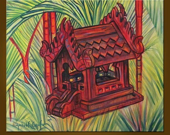 Spirit House -- 20 x 24 inch Original Oil Painting by Elizabeth Graf -- Art Painting, Art & Collectibles