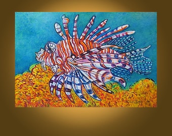 The Lionfish -- 20 x 30 inch Original Painting by Elizabeth Graf on Etsy