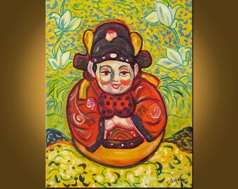 Little Buddha -- 11 x 14 inch Original Oil Painting by Elizabeth Graf -- Art Painting, Art & Collectibles
