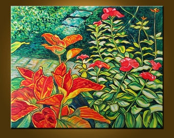 Sometimes I Paint My Garden -- 24 x 30 inch Original Oil Painting by Elizabeth Graf -- Art Painting, Art & Collectibles