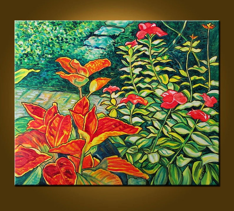 Sometimes I Paint My Garden 24 x 30 inch Original Oil Painting by Elizabeth Graf Art Painting, Art & Collectibles image 1