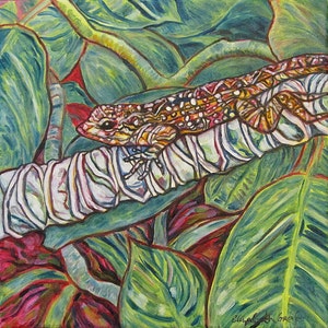 Garden Gecko 20 x 20 inch Original Oil Painting by Elizabeth Graf on Etsy Art Painting, Art & Collectibles image 5
